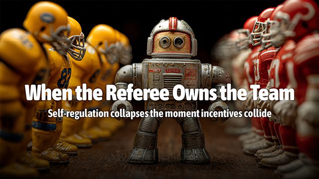 When the Referee Owns the Team - Self-regulation collapses the moment incentives collide